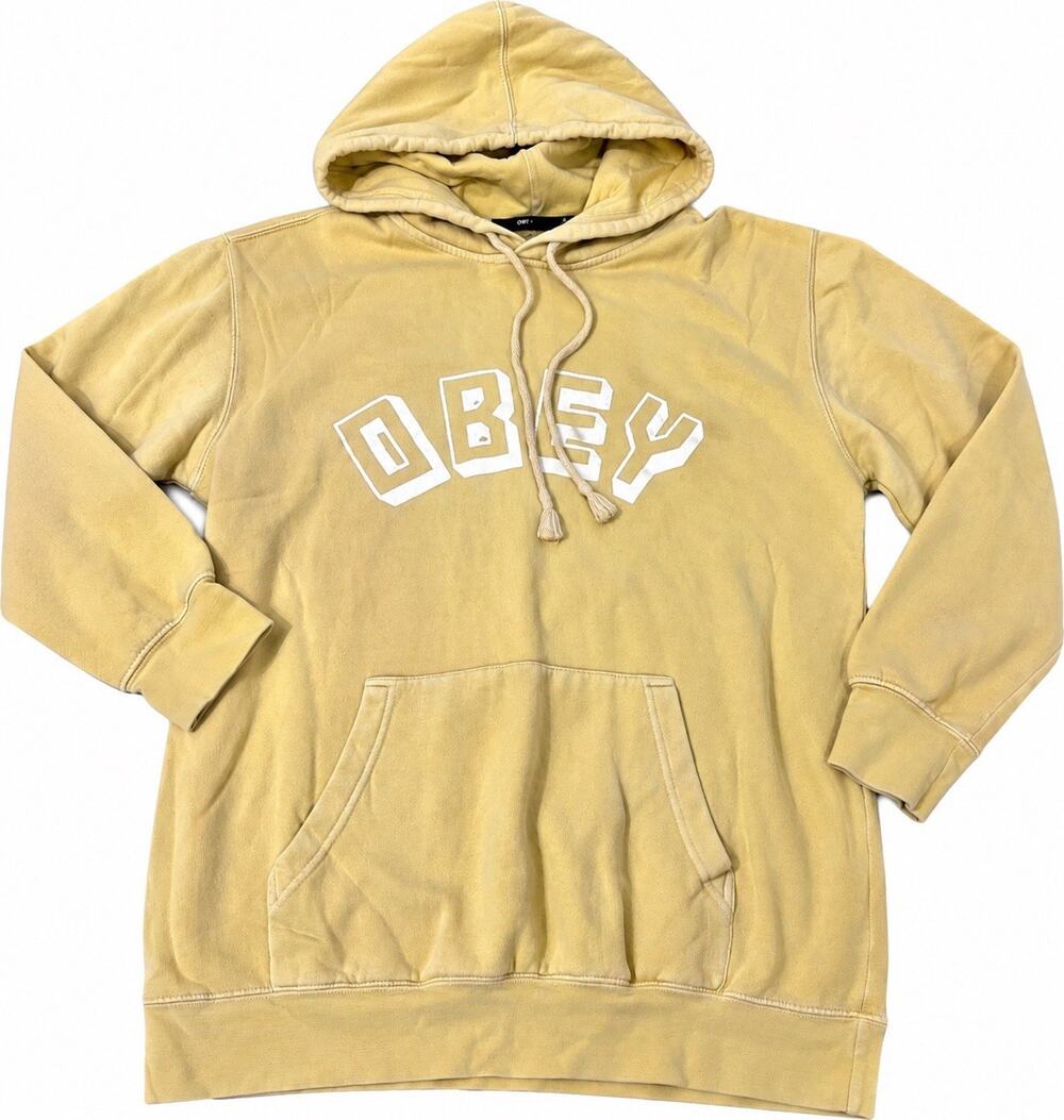 OBEY Men’s Size M Yellow Pullover Hoodie Sweatshirt